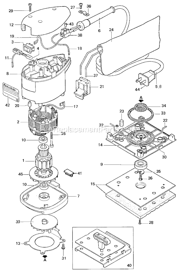 Page A Diagram and Parts List for 4010 Type 3 Black and Decker Sander Polisher